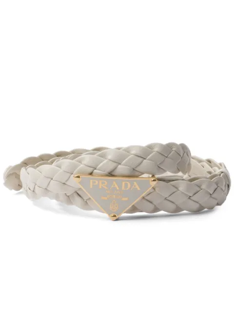 Prada triangle-logo braided belt White 1CS1122C9B