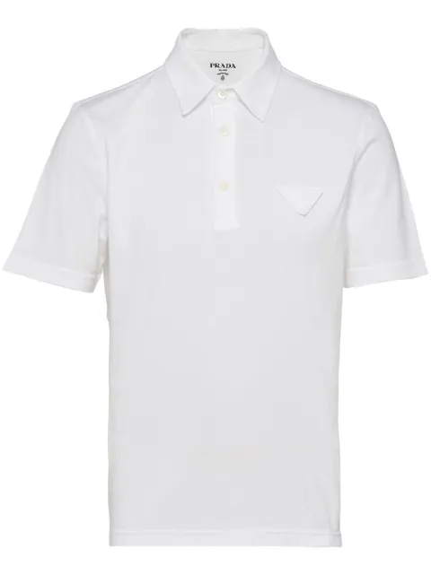 Prada logo-patch cotton polo shirt White UJN851S23213CC