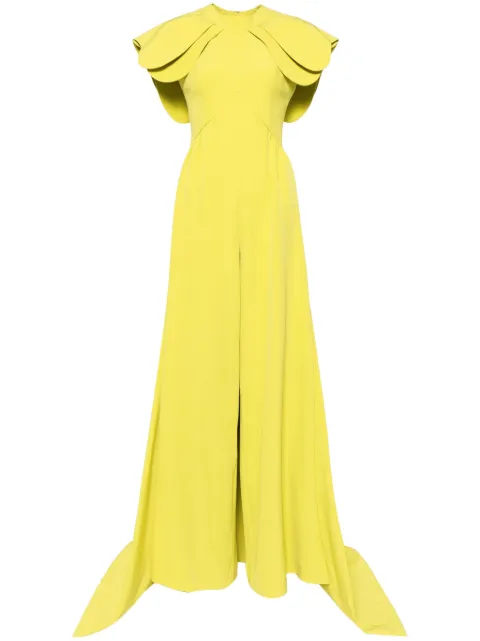Saiid Kobeisy crepe jumpsuit with back overskirt Green RTWSS2436