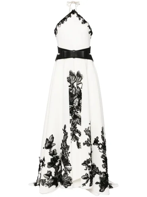 Saiid Kobeisy floral-embroidered neoprene gown White RTWSS2412