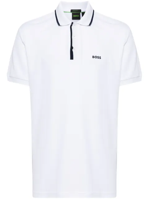 BOSS logo-print cotton polo shirt White 50514993
