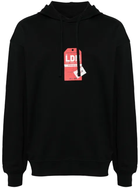 HUGO graphic-print cotton hoodie Black 50519849