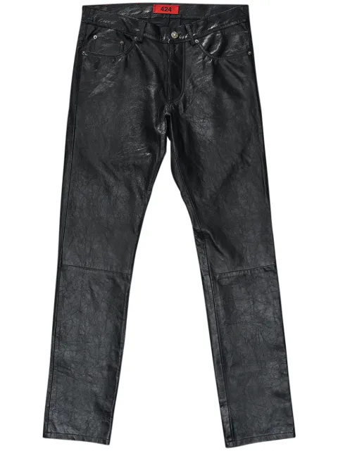 424 slim-fit leather trousers Black 35424P08P236561