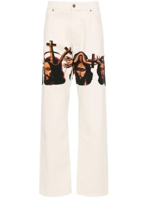 424 graphic-print baggy jeans White 35424PJ01S1236546