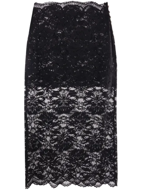 Rabanne floral-lace sheer skirt Black 24AJJU598PA017