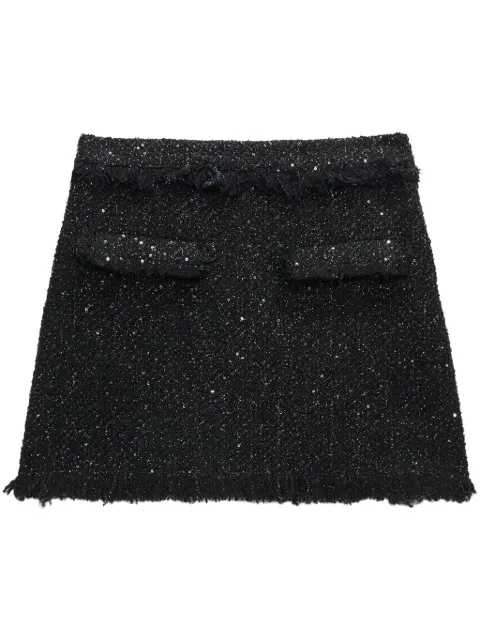 MSGM frayed-trim bouclé miniskirt Black 3741MDD07247619