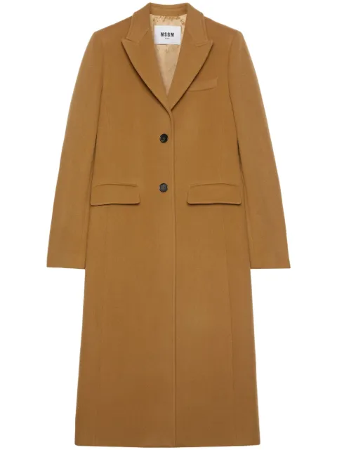 MSGM notched-lapel button-fastening coat Brown 3741MDC15247502