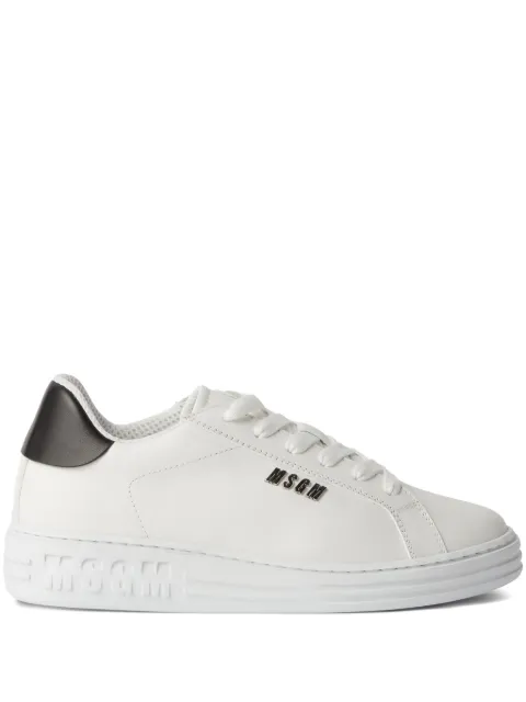 MSGM logo-embossed leather sneakers White 3741MDS506787