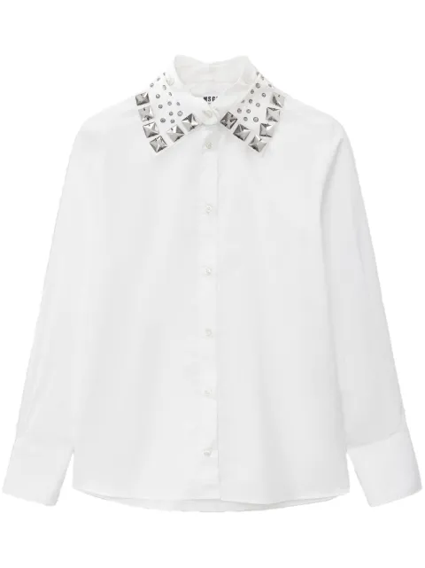 MSGM studded-collar buttoned shirt White 3742MDE04X247816