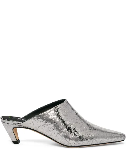 MSGM metallic leather mules Silver 3741MDS716905