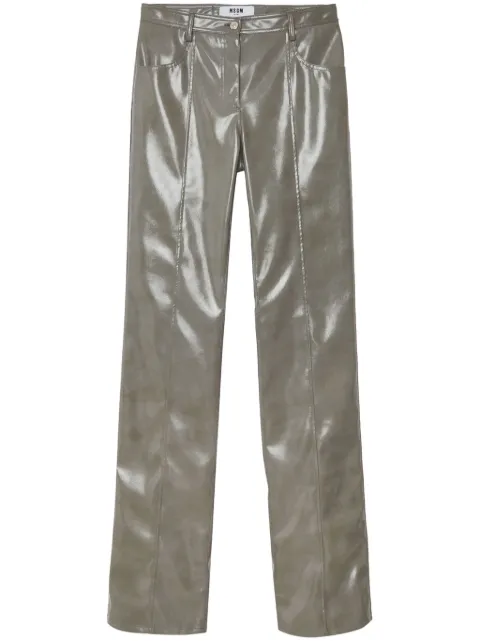 MSGM glossy-finish straight-leg trousers Grey 3742MDP07247800