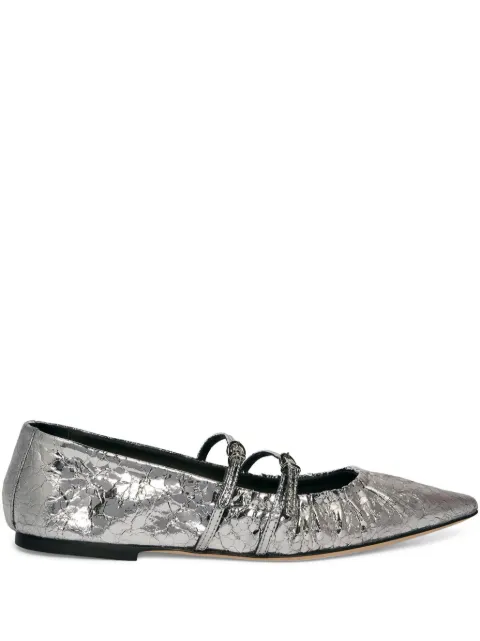 MSGM metallic-finish ballerina shoes Silver 3741MDS420905