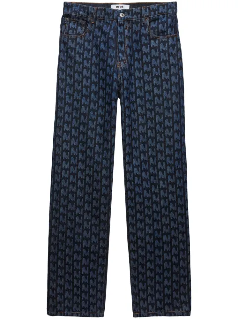 MSGM monogram-print cotton jeans Blue 3740MP233X247567