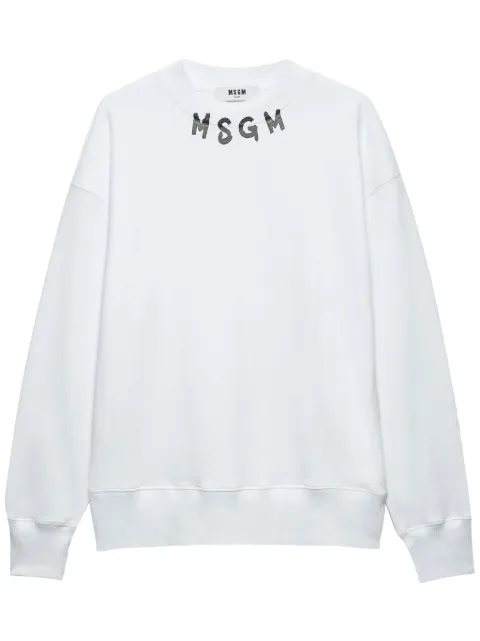 MSGM logo-print cotton sweatshirt White 3740MM103247799