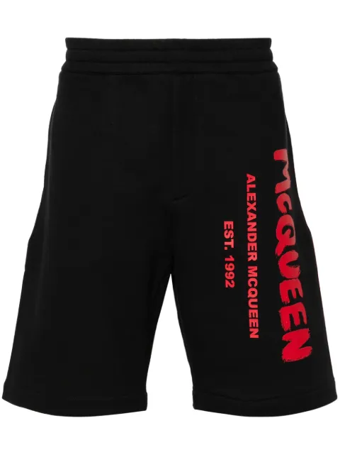 Alexander McQueen logo-print cotton shorts Black 688717QTAAB