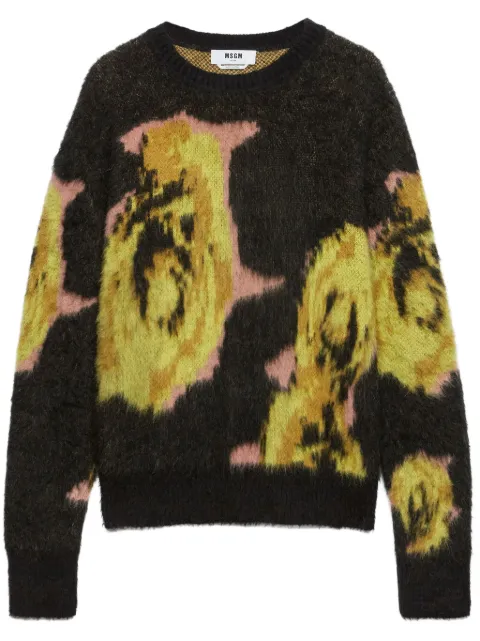 MSGM rose intarsia print jumper Black 3740MM217247580