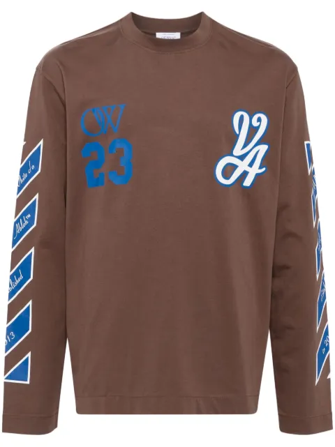 Off-White graphic-print long-sleeve T-shirt Brown OMAB086S24JER0012846