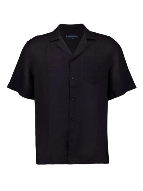 Frescobol Carioca Angelo camp-collar linen shirt Black 202902