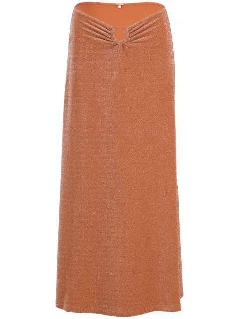 Johanna Ortiz Rainstorm lurex-detail midi skirt Orange PT02172