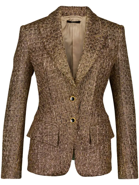 TOM FORD tweed single-breasted blazer Gold GI2975FAX1211