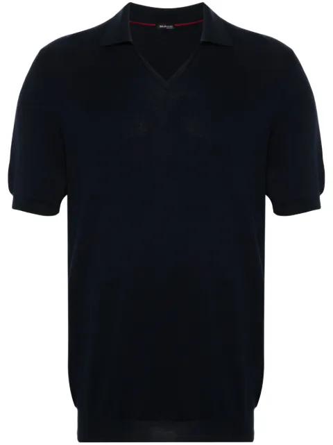 Kiton fine-knit cotton polo shirt Blue UMK0469
