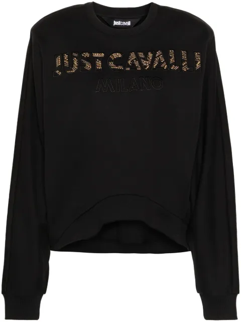Just Cavalli stud-detail cotton sweatshirt Black 77PAIE15CF102