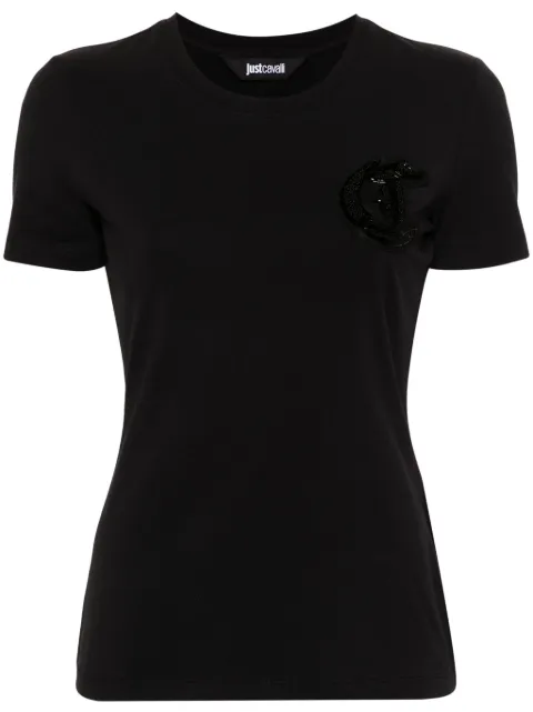 Just Cavalli bead-logo detail jersey T-shirt Black 77PAHE12CJ112