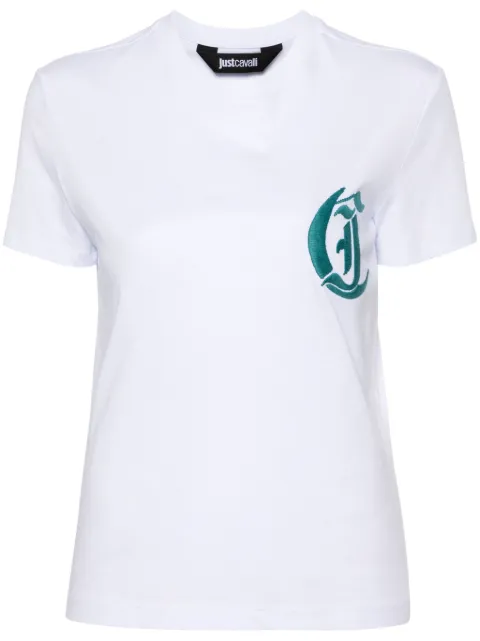 Just Cavalli logo-embroidered cotton T-shirt White 77PAHG00CJ300