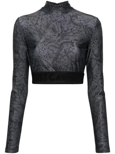 Just Cavalli leopard-print cropped T-shirt Grey 77PAH622JS413