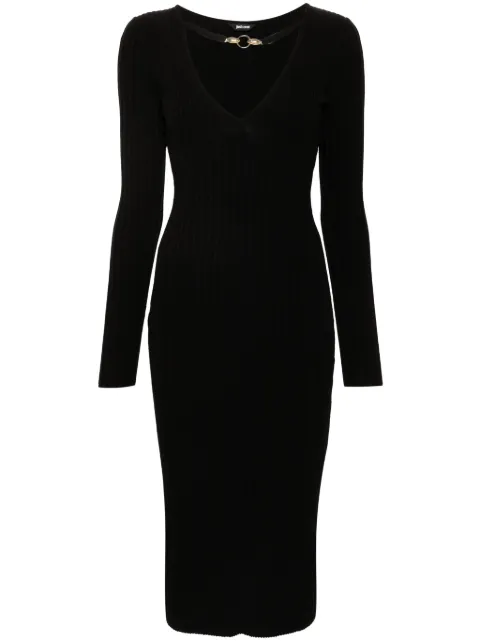 Just Cavalli V-neck knitted midi dress Black 77PAOM38CMH56