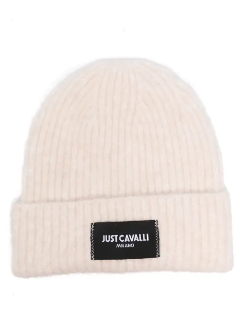 Just Cavalli logo-patch knitted beanie Neutrals 77RAZK02ZG326