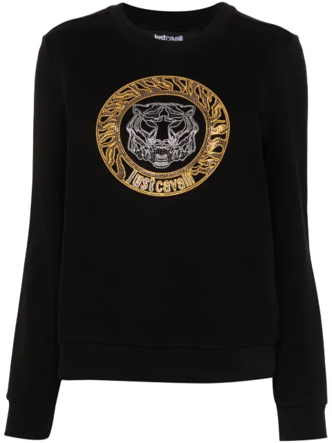 Just Cavalli Tiger Head cotton sweatshirt Black 77PAIE24CF100