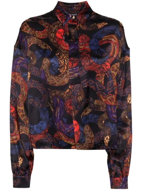 Just Cavalli apocalypse snake-print button-up shirt Black 77PAL219NS495