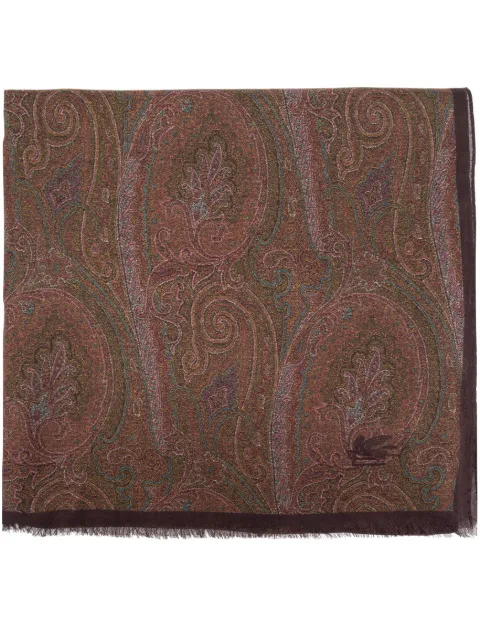 ETRO paisley-print frayed-edge scarf Brown MATA0007AK318
