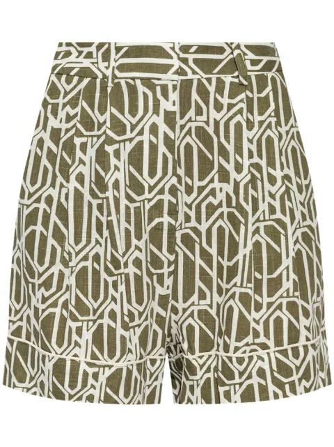 DVF Diane von Furstenberg abstract-pattern linen shorts Green DVFPS2S001