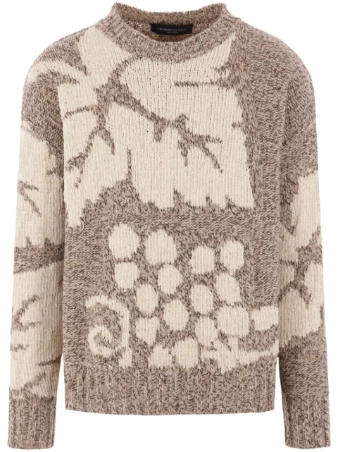 FEDERICO CINA Grape intarsia-knit jumper Brown FCW3KTP0201