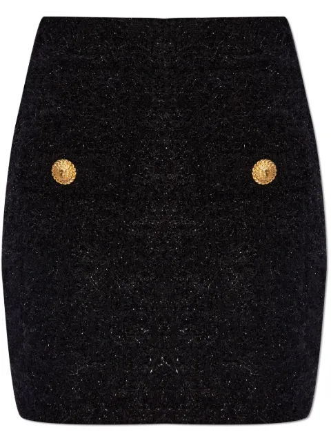 Balmain high-waisted bouclé miniskirt Black DF1LB015KG43