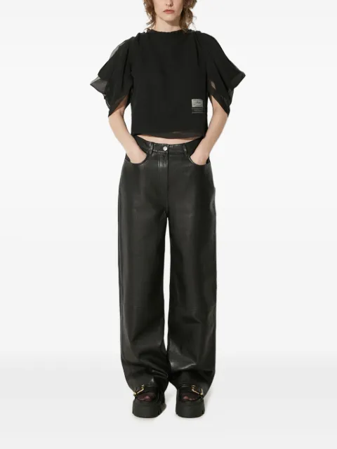 Undercover puff-sleeve sheer-panel top Black UC1D1803