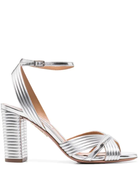 Aquazzura Very Sundance 85mm metallic sandals Silver VSDMIDS0LAMCCC