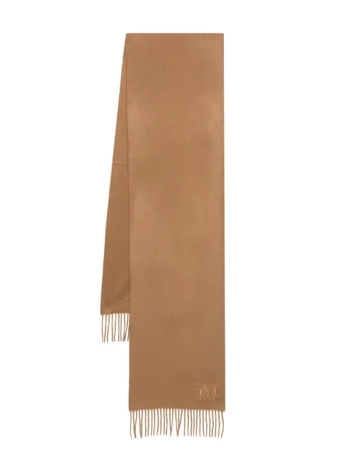 Max Mara embroidered-logo cashmere scarf Brown 2424546311600