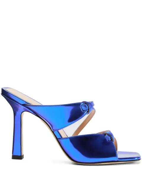 Scarosso Zoe 100mm leather mules Blue ZOESANDBLUMETA