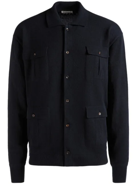 Bally logo-embroidered cashmere shirt Blue MKN055WS002