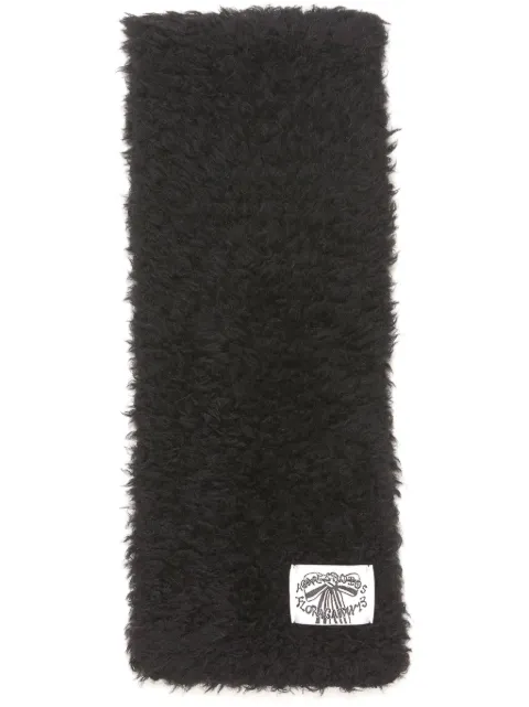 Acne Studios logo-tag faux-fur scarf Black CA0346