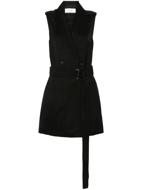 Gentry Portofino double-breasted linen-blend waistcoat Black D716AG