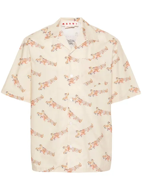 Marni tiger-print poplin shirt Neutrals CUMU0309S5UTC405