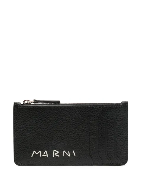 Marni embroidered-logo cardholder Black PFMI0103U1P6533