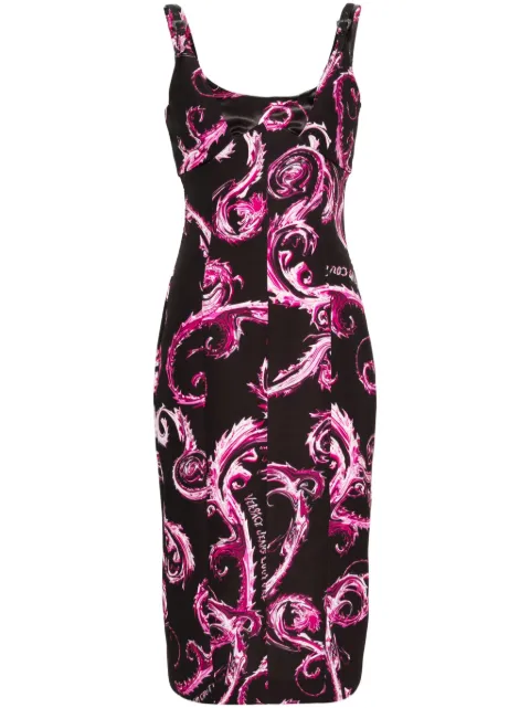 Versace Jeans Couture Chromo Couture-print midi dress Black 77HAO919NS515