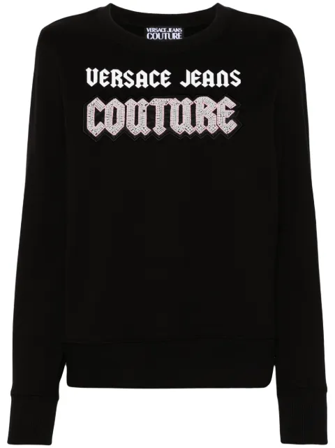 Versace Jeans Couture bead-embellished cotton sweatshirt Black 77HAIC02CF00C