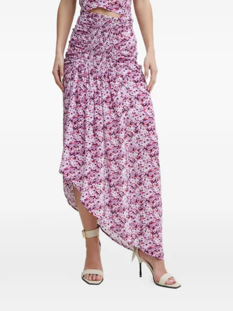IRO Noseti shirred floral asymmetric skirt Purple WM31NOSETI