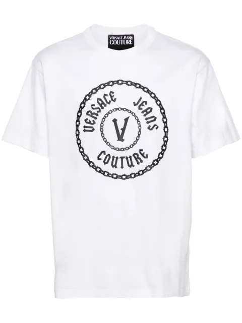 Versace Jeans Couture logo-print cotton T-shirt White 77GAHT03CJ00T